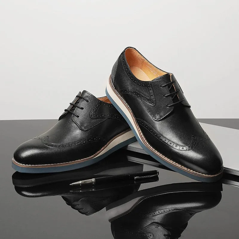 LuxeLeather Exotic Textured Wingtip Oxford Casual Shoes