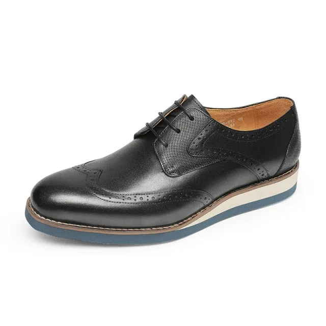 LuxeLeather Exotic Textured Wingtip Oxford Casual Shoes