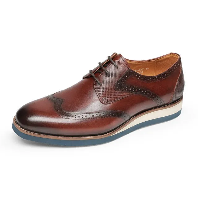 LuxeLeather Exotic Textured Wingtip Oxford Casual Shoes