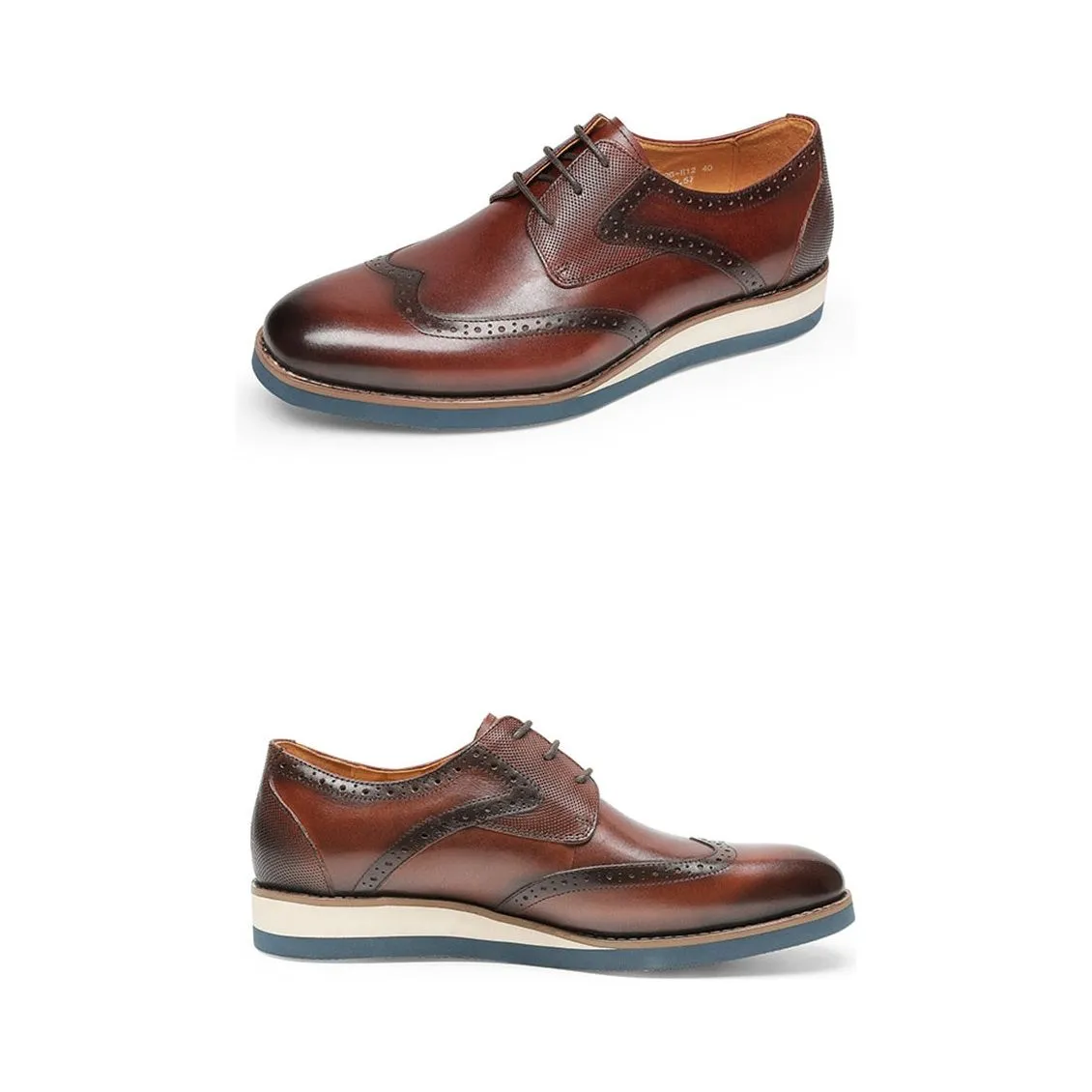 LuxeLeather Exotic Textured Wingtip Oxford Casual Shoes