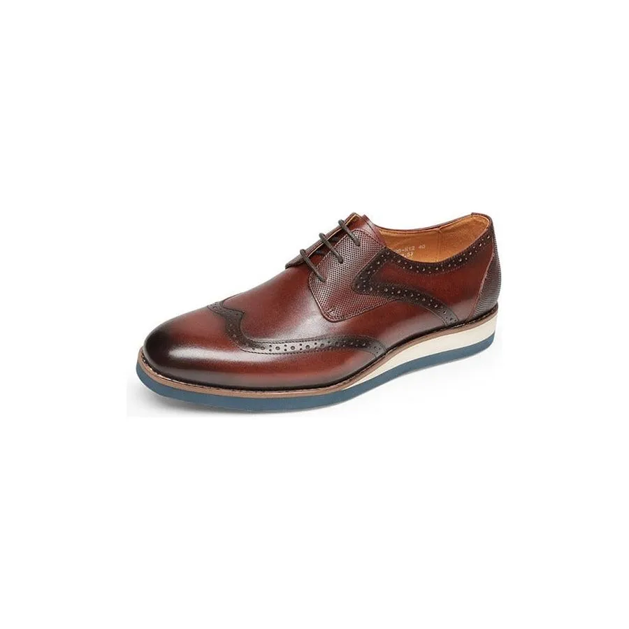 LuxeLeather Exotic Textured Wingtip Oxford Casual Shoes