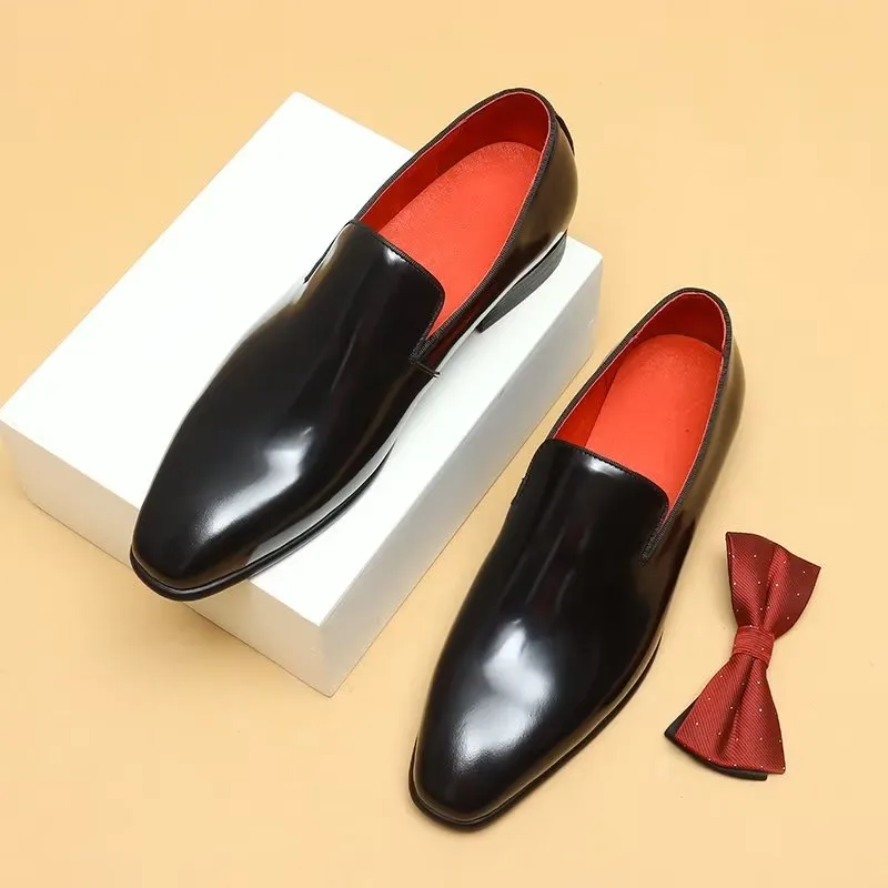 LuxeLeather Slip On Brogue Dress Shoes