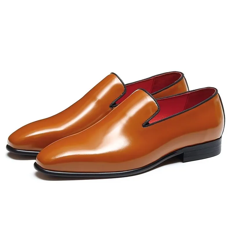 LuxeLeather Slip On Brogue Dress Shoes