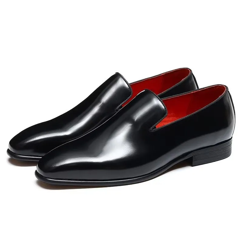 LuxeLeather Slip On Brogue Dress Shoes