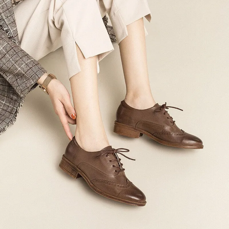 Marge - Genuine Leather Smart Casual Oxford Shoes for Women