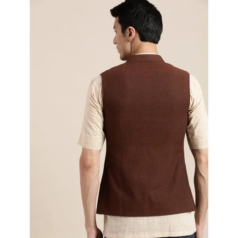 Men Royal Brown Nehru Jacket