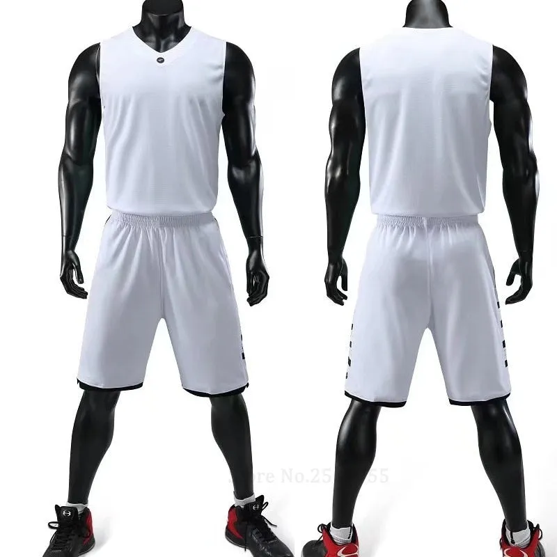 Men's Ladies Basketball Jerseys Uniforms Set blank breathable dry quick basketball shirts shorts Set