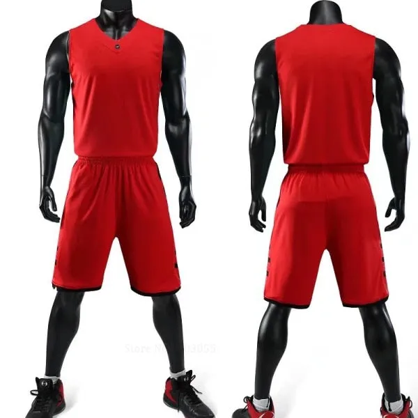 Men's Ladies Basketball Jerseys Uniforms Set blank breathable dry quick basketball shirts shorts Set