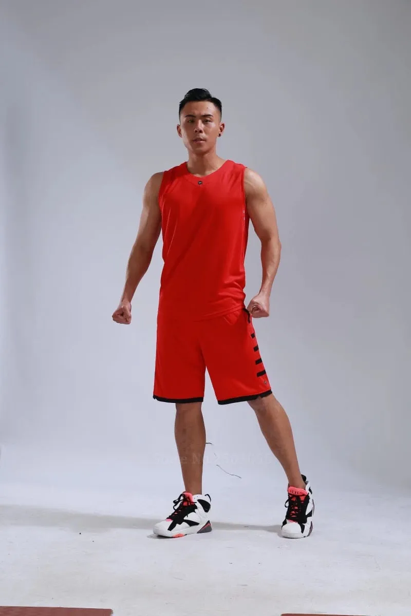 Men's Ladies Basketball Jerseys Uniforms Set blank breathable dry quick basketball shirts shorts Set