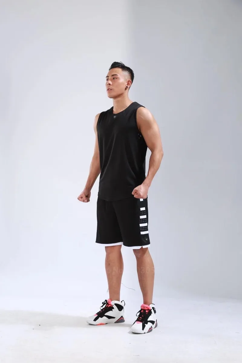 Men's Ladies Basketball Jerseys Uniforms Set blank breathable dry quick basketball shirts shorts Set