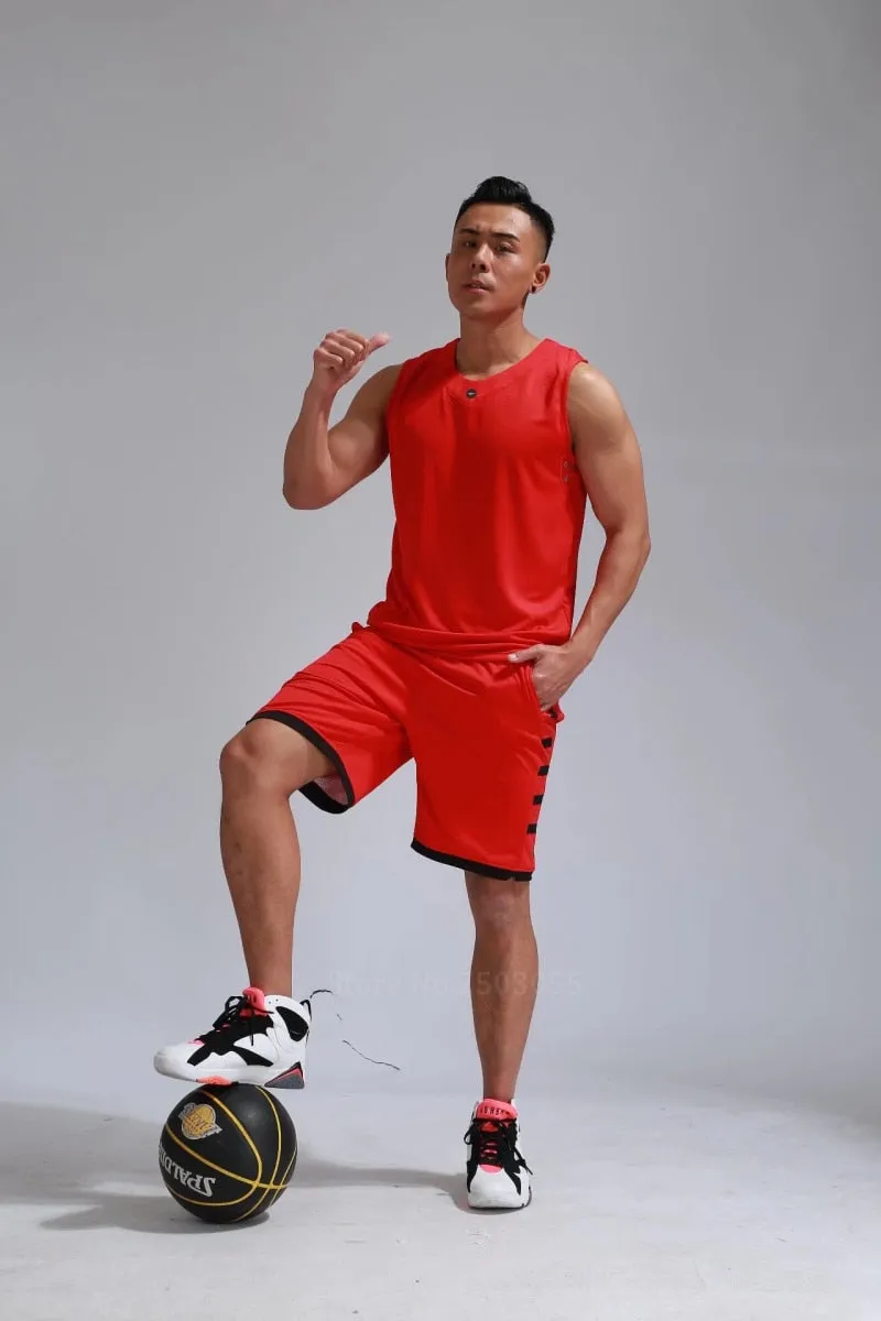 Men's Ladies Basketball Jerseys Uniforms Set blank breathable dry quick basketball shirts shorts Set