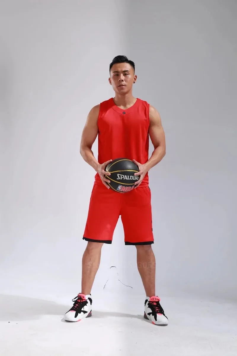 Men's Ladies Basketball Jerseys Uniforms Set blank breathable dry quick basketball shirts shorts Set