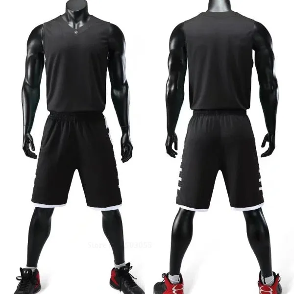 Men's Ladies Basketball Jerseys Uniforms Set blank breathable dry quick basketball shirts shorts Set