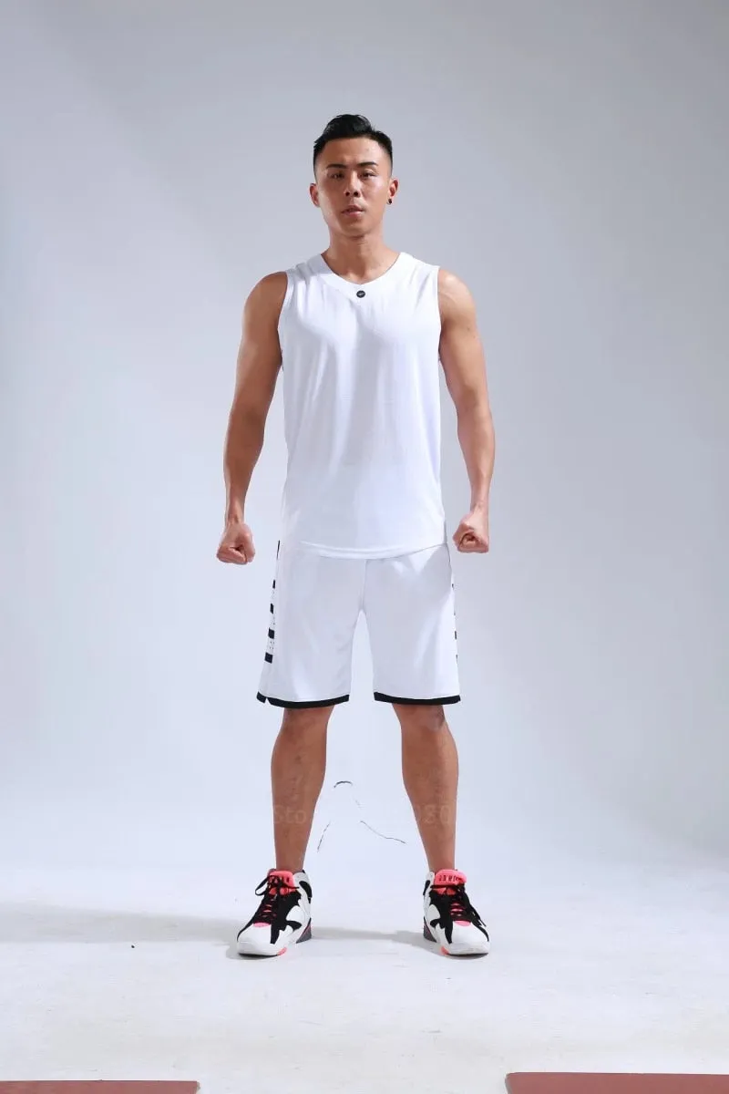 Men's Ladies Basketball Jerseys Uniforms Set blank breathable dry quick basketball shirts shorts Set