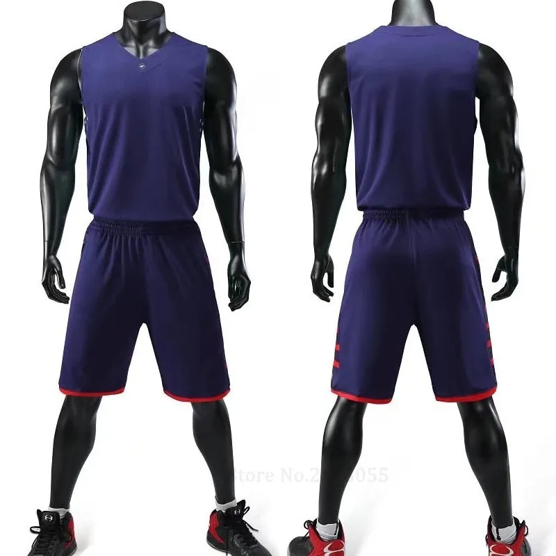 Men's Ladies Basketball Jerseys Uniforms Set blank breathable dry quick basketball shirts shorts Set