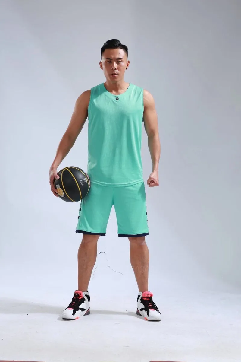 Men's Ladies Basketball Jerseys Uniforms Set blank breathable dry quick basketball shirts shorts Set