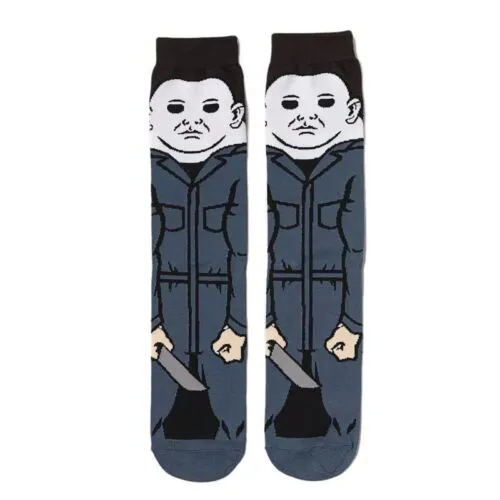 Michael Myers Halloween Horror Socks, Fun Novelty Unisex 360 Degree Artwork Character Designed Crew Socks