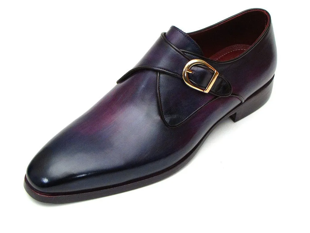 Paul Parkman Single Monkstrap Purple Leather Shoes