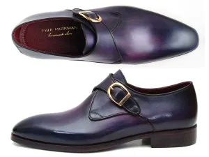 Paul Parkman Single Monkstrap Purple Leather Shoes