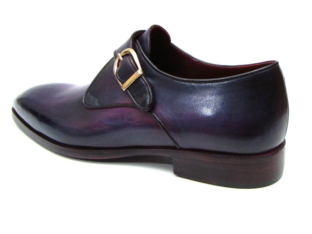 Paul Parkman Single Monkstrap Purple Leather Shoes