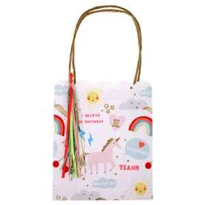 Unicorn and Rainbow Party Bags with Handles, Set of 8 Meri Meri Unicorn & Rainbow Paper Party Bags, Great for Favor Bags and Treat Bags