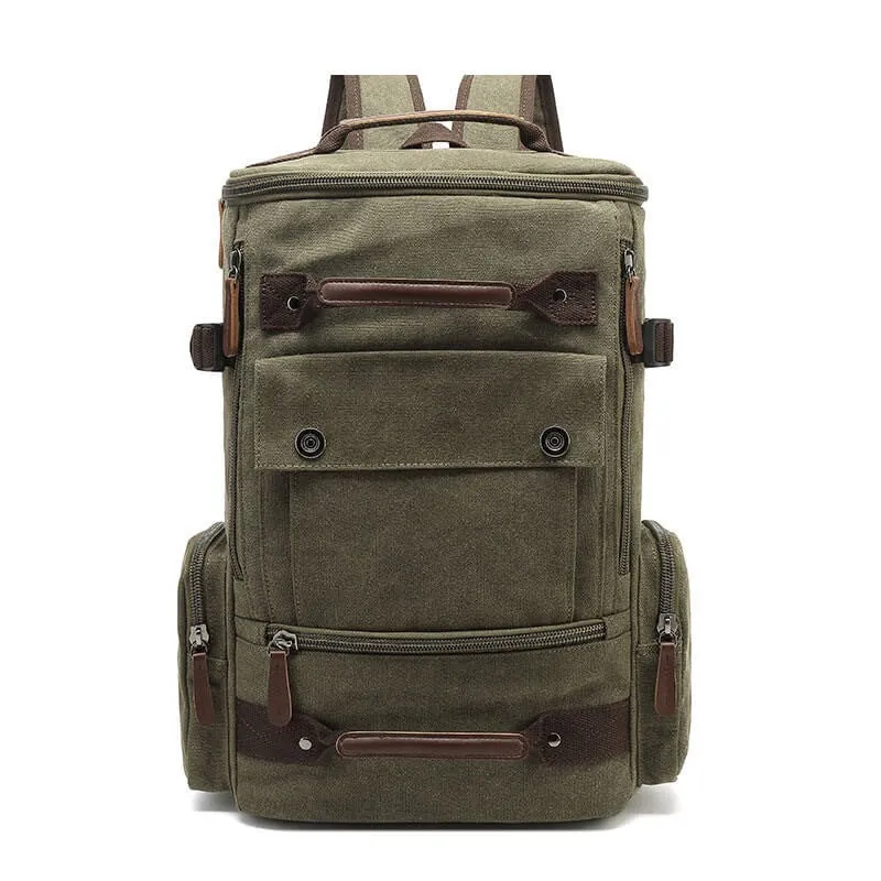 vintage fashion style canvas large capacity traveling outdoor backpack