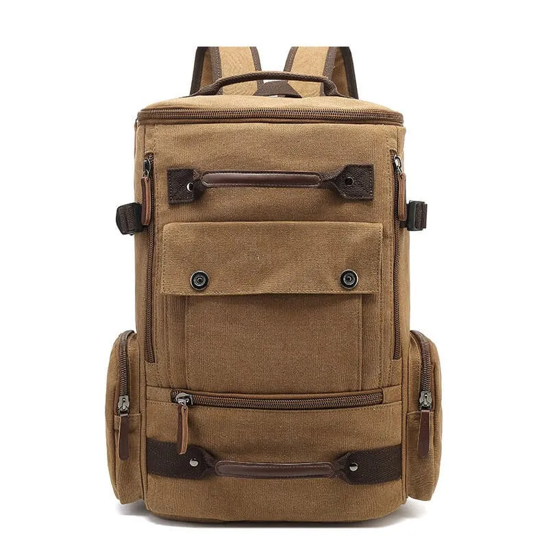 vintage fashion style canvas large capacity traveling outdoor backpack