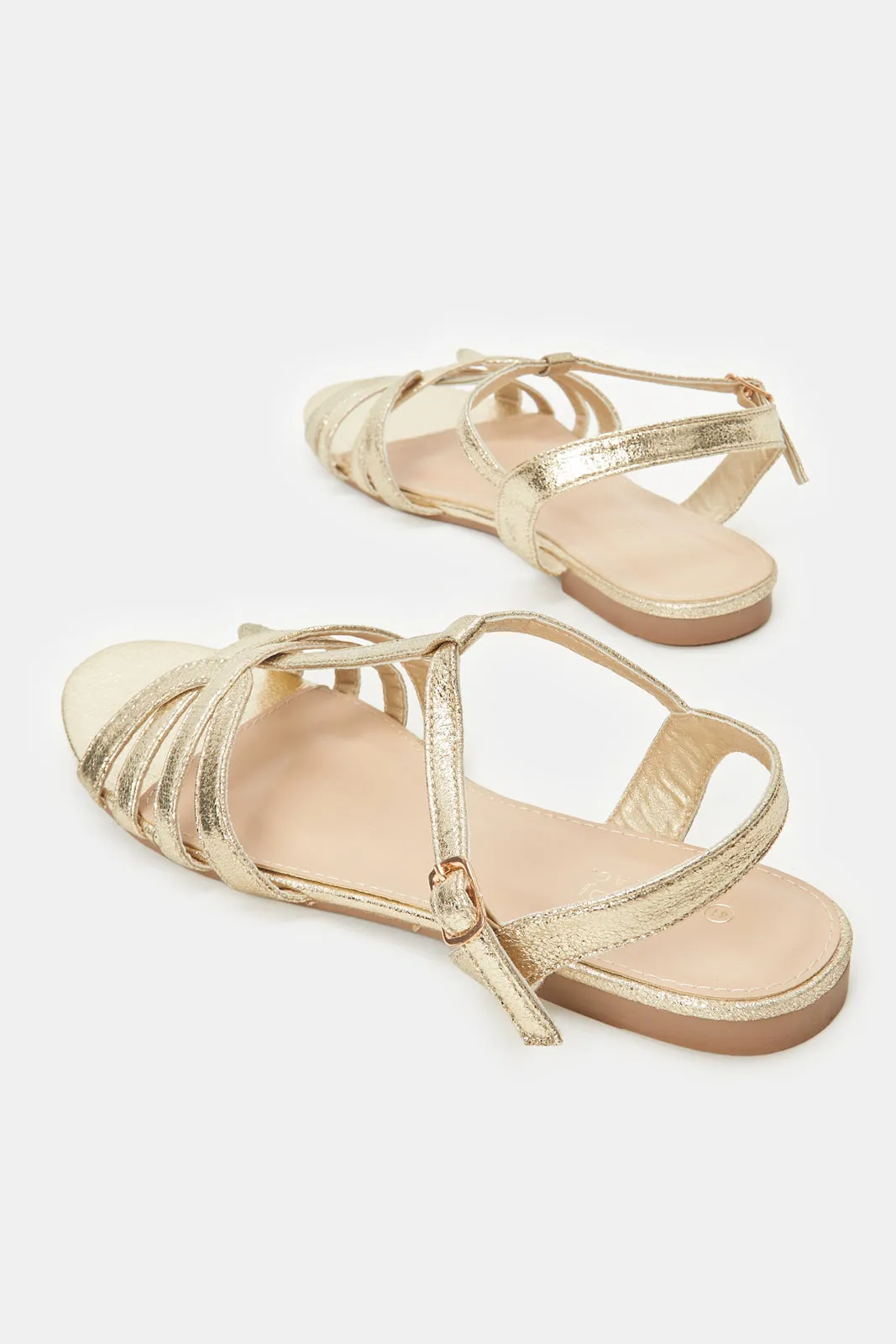 Women Gold T Bar Sandal