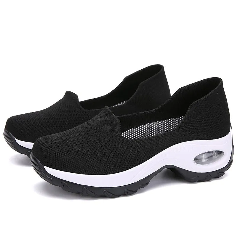 Women's breathable summer spring wedge air cushion elastic leisure jogging sneakers