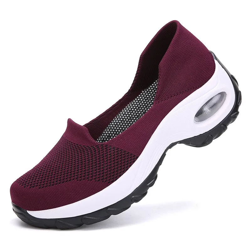 Women's breathable summer spring wedge air cushion elastic leisure jogging sneakers