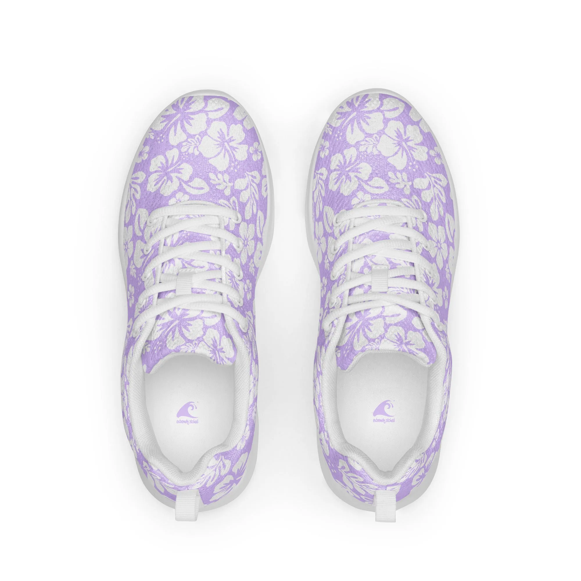 Women’s Lavender and White Hawaiian Flowers Athletic Shoes