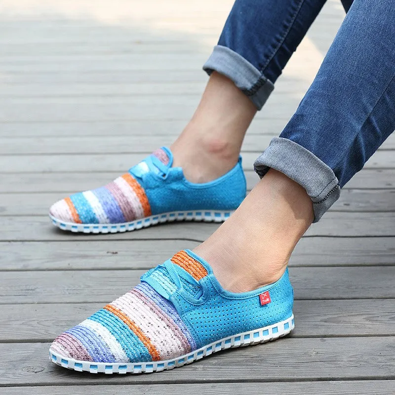 Women's summer breathable linen fabric fashion slip-on casual shoes CL